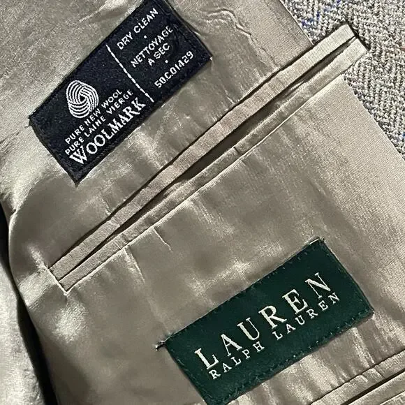 Lauren Ralph‎ Lauren Herringbone Blazer Jacket 42R Brown Sport Coat Suit Preppy